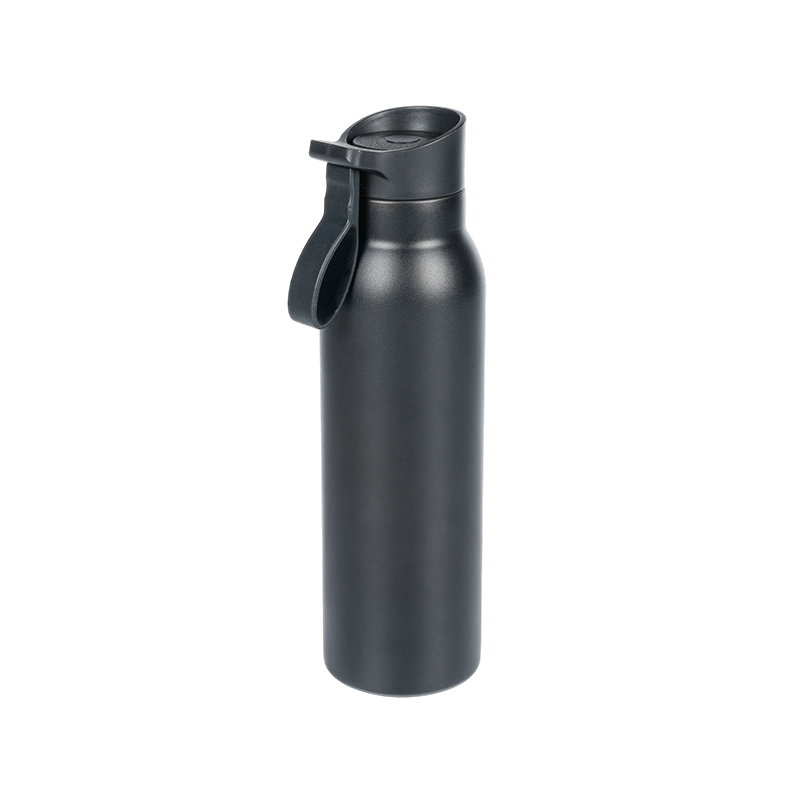 Botella de agua al vacío de 550 ml con botón pulsador y cinturón de transporte
