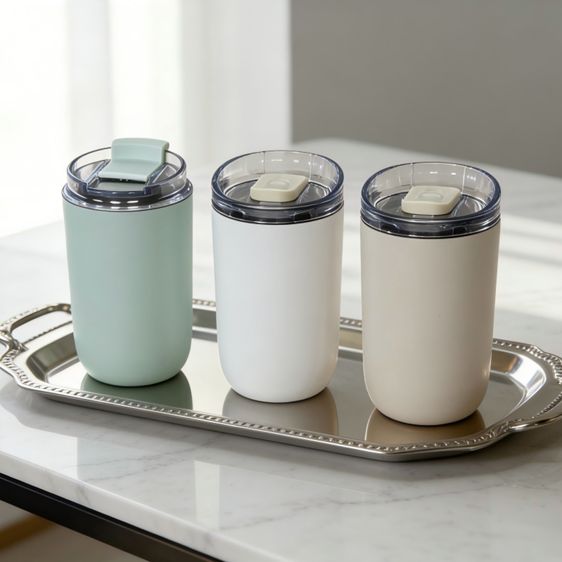 Taza térmica de fácil agarre de 300 ml con tapa alternativa que no gotea