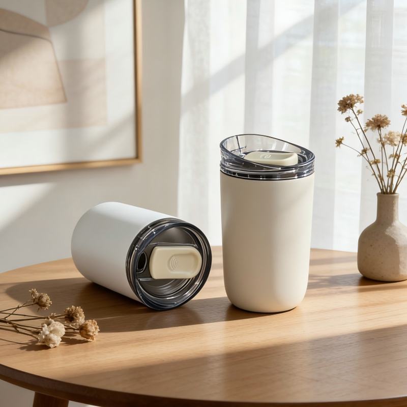 Taza térmica de fácil agarre de 300 ml con tapa alternativa que no gotea