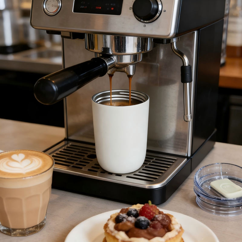 Taza térmica de fácil agarre de 300 ml con tapa alternativa que no gotea