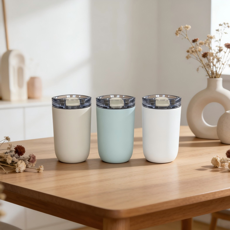 Taza térmica de fácil agarre de 300 ml con tapa alternativa que no gotea