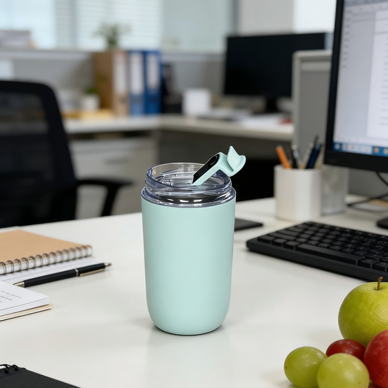 Taza térmica de fácil agarre de 300 ml con tapa alternativa que no gotea